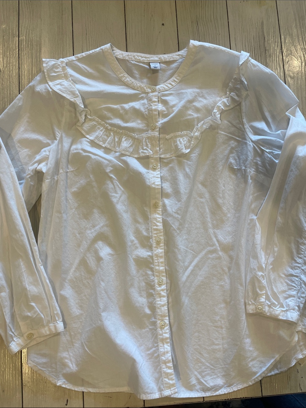 Old Navy White Ruffle Front Button-Down Blouse